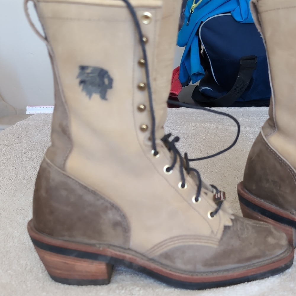 Chippewa Tan and Brown Cowboy Boots with Western Flair